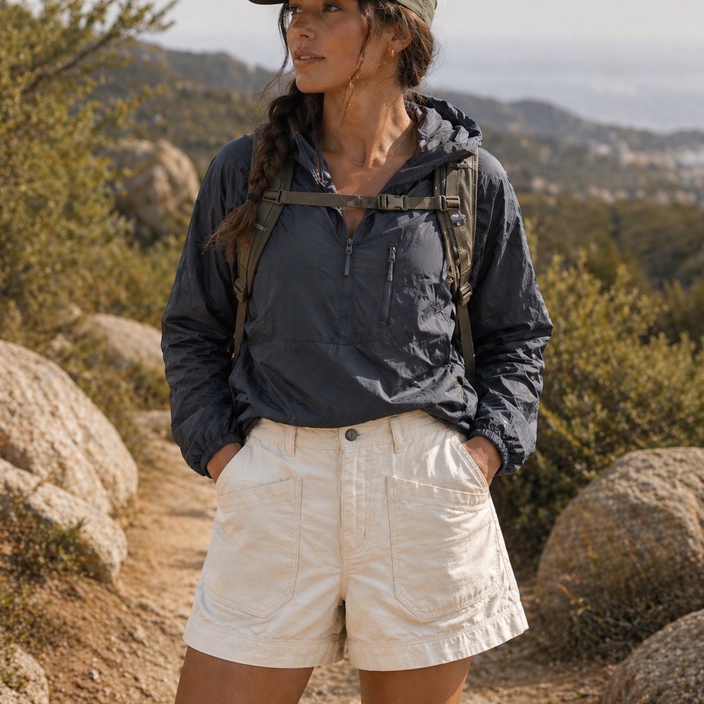 Patagonia Slub Woven Shorts Womens 2 Warm White Organic Cotton 57910 Utility